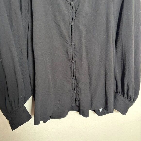 Old Navy Blouse Women's Large Black V-Neck Button Up Lightweight Casual Top - Picture 4 of 8